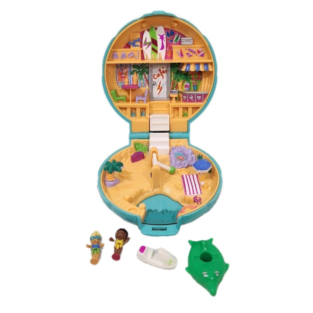 1989 Polly Pocket Beach Party Set Jet Ski Bluebird Complete Bonus Figure & Float